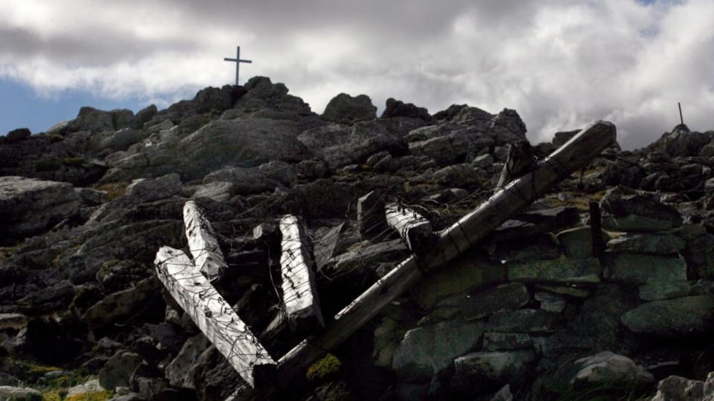 ‘There’s nothing dishonest about the brilliant doggerel of “The Ballad of Scouse McLaughlin”, which says more about what happened in Derry 43 years ago tomorrow than the wonderfully subtle report by Lord Saville.’ Above, the remains of an Argentine trench from the war for the possession of the Malvinas/Falkland islands in 1982. Photograph: DANIEL GARCIA/AFP/Getty Images