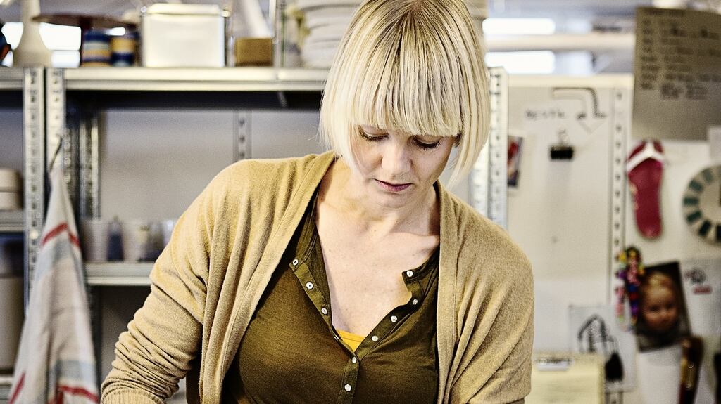Ceramist Tina Marie Bentsen at her workshop in Copenhagen