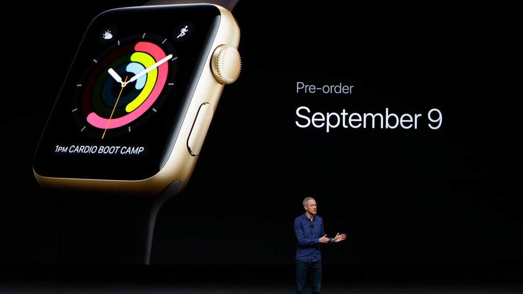 Apple executive Jeff Williams at the San Francisco launch of new products, including the Apple Watch Series 2. Photograph: Stephen Lam/Getty Images
