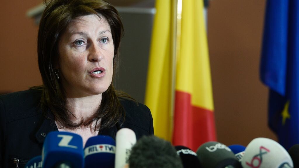 Jacqueline Galant pictured at a press conference in Brussels on Friday. Ms Galant has resigned over a report on airport security issued prior to last month’s terror attacks. File photograph: Dirk Waem/Getty IMages