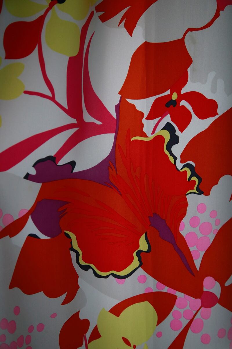 The Maison des Vacances silk curtains  in her house is another  of the three things she loves most.  Photograph Nick Bradshaw