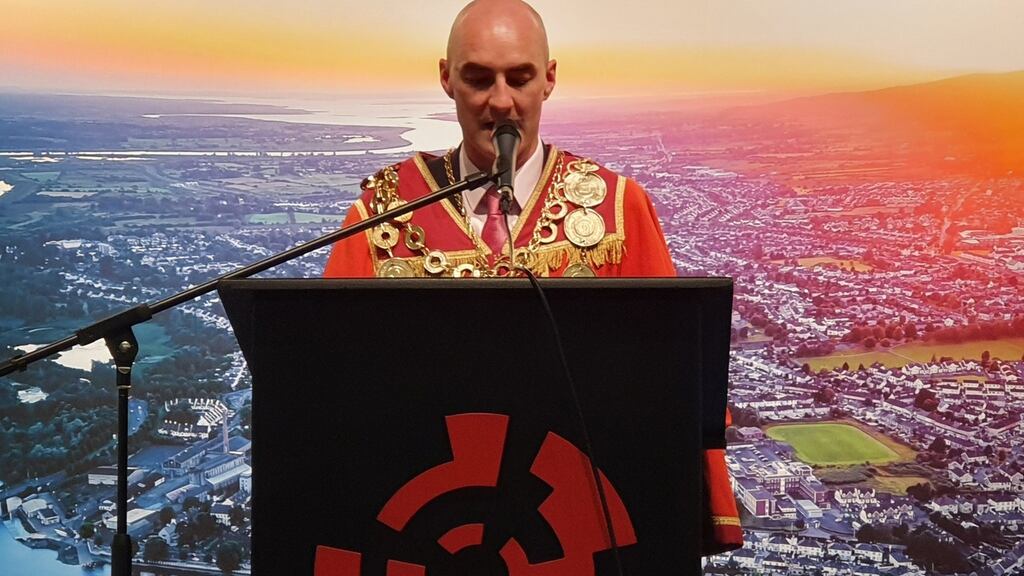 Fine Gael’s Daniel Butler gives his inaugural speech as mayor of Limerick city and county. Photograph: Limerick City and County Council/Twitter