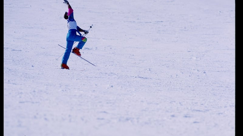 Christian Rijavec competes at the ski ballet during the World Freestyle Ski Championships in 1993. Photo: Chris Cole /Allsport