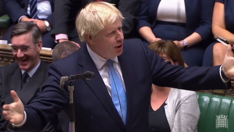 British prime minister Boris Johnson speaks to introduce his motion for an early general election in the House of Commons in London on Monday, after his visit to Dublin. Videograb: AFP/Getty Images