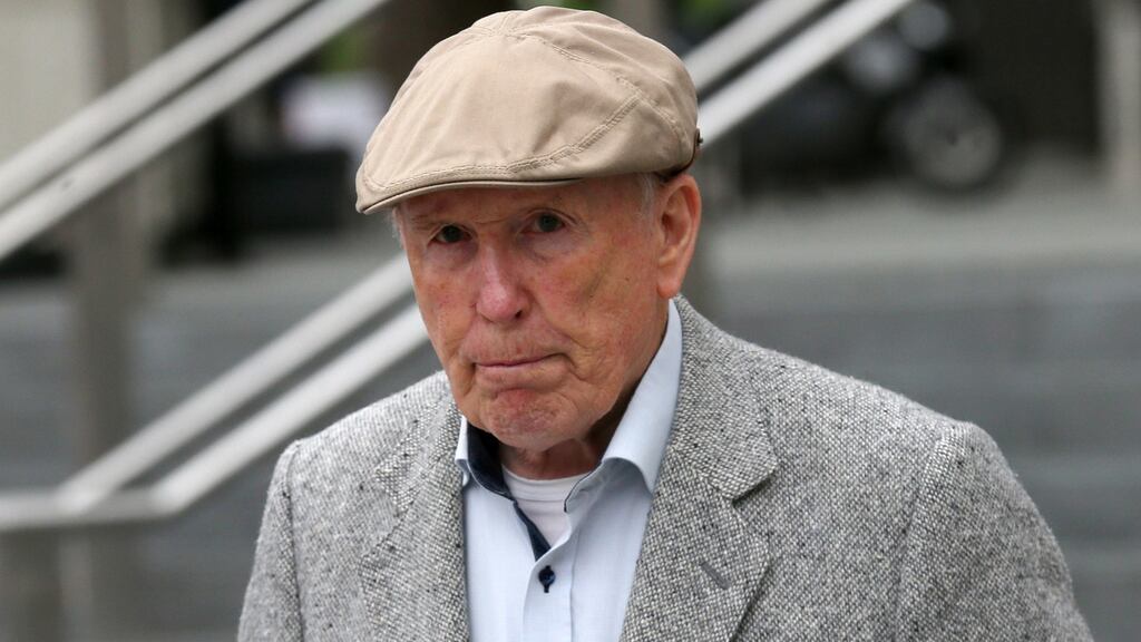 Retired surgeon, Dr Michael Shine (85), of Wellington Road, Dublin 4, arriving at Dublin Circuit Criminal Court where he has gone on trial accused of indecently assaulting six males in Louth. He has pleaded not guilty. Photograph: Collins Courts.
