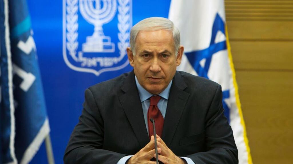 Israel’s Prime Minister Benjamin Netanyahu attending a Likud party meeting in Jerusalem today. Photograph: Reuters