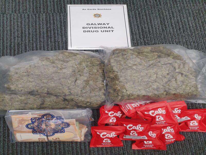 About €35,000 worth of cannabis herb and €7,510 in cash discovered in Ballinasloe residence. Photograph: An Garda Síochána