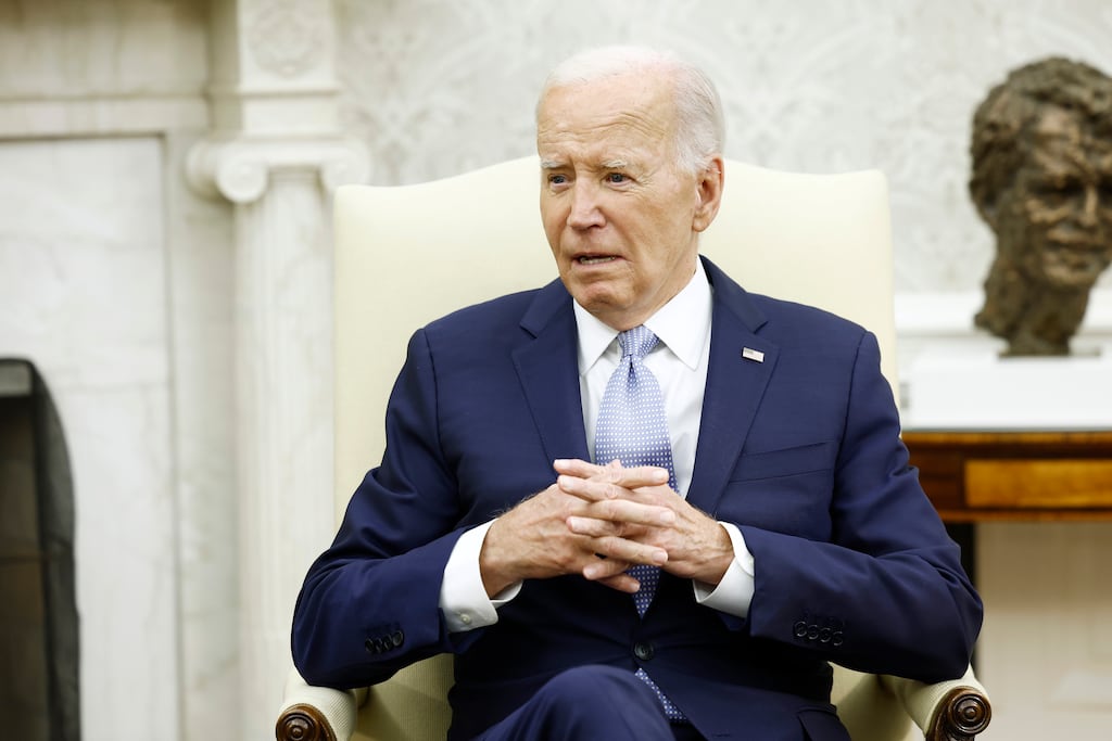 US president Joe Biden before a bilateral meeting with Britain's prime minister Keir Starmer at the Oval Office in the White House on Wednesday. Photograph: Anna Moneymaker/Getty Images