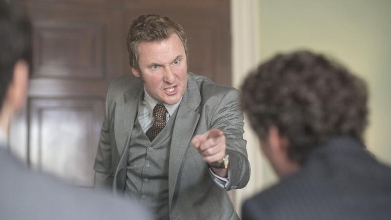 Gavin O’Connor as minister for justice Seán Doherty in the TV series Charlie.