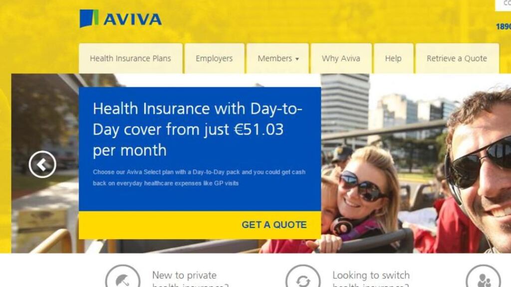 Aviva health insurance premiums are to rise by an average of just over 5 per cent from the beginning of next year. Photograph: Aviva website