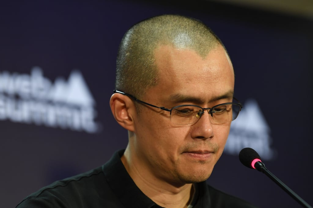 Changpeng Zhao, billionaire and chief executive officer of Binance Holdings, during a news conference at the Web Summit in Lisbon, Portugal, last November. Photograph: Zed Jameson/Bloomberg
