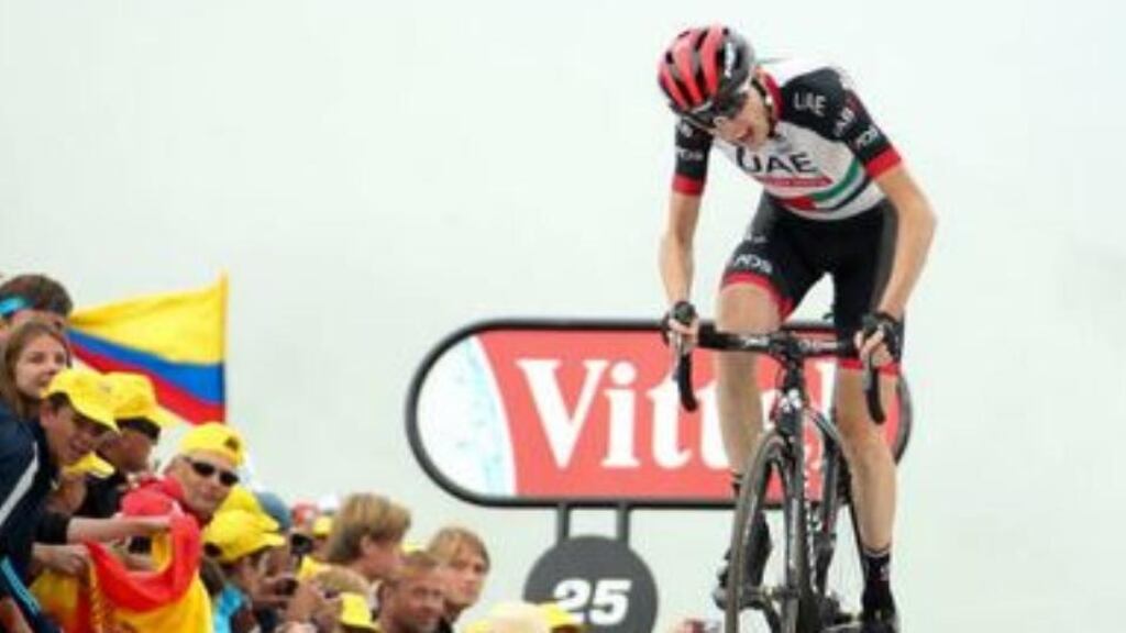 Ireland’s Dan Martin of UAE Team Emirates finishing second on Stage 17 of the Tour between Bagneres-de-Luchon and Col de Portet on July 25th. Photograph: Jean Catuffe/Getty Images
