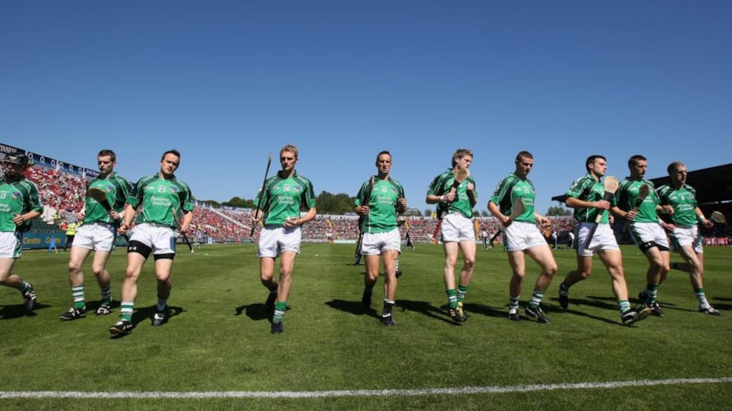 Limerick warm up ahead of their Munster semi-final senior hurling championship game against Cork in Pairc Uí Chaoimh in June 2010. Photograph: Cathal Noonan/Inpho