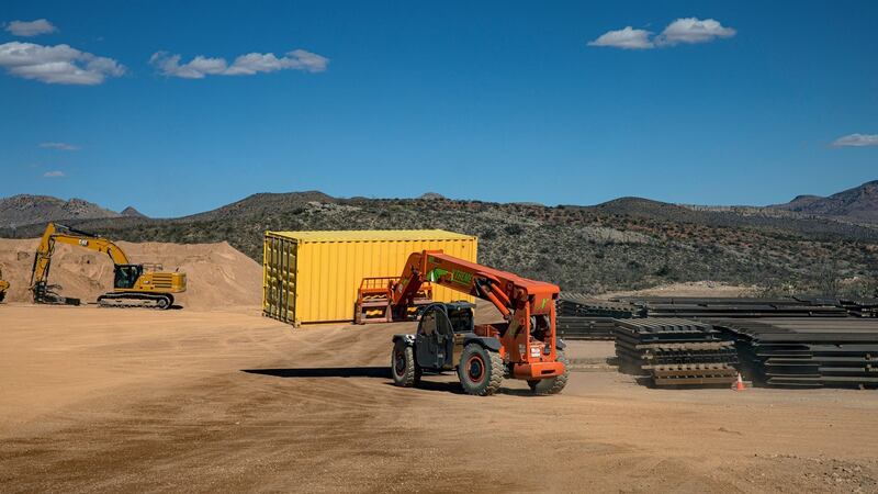 The border wall construction site in Guadalupe Canyon, where construction has been suspended. Photograph: Adriana Zehbrauskas