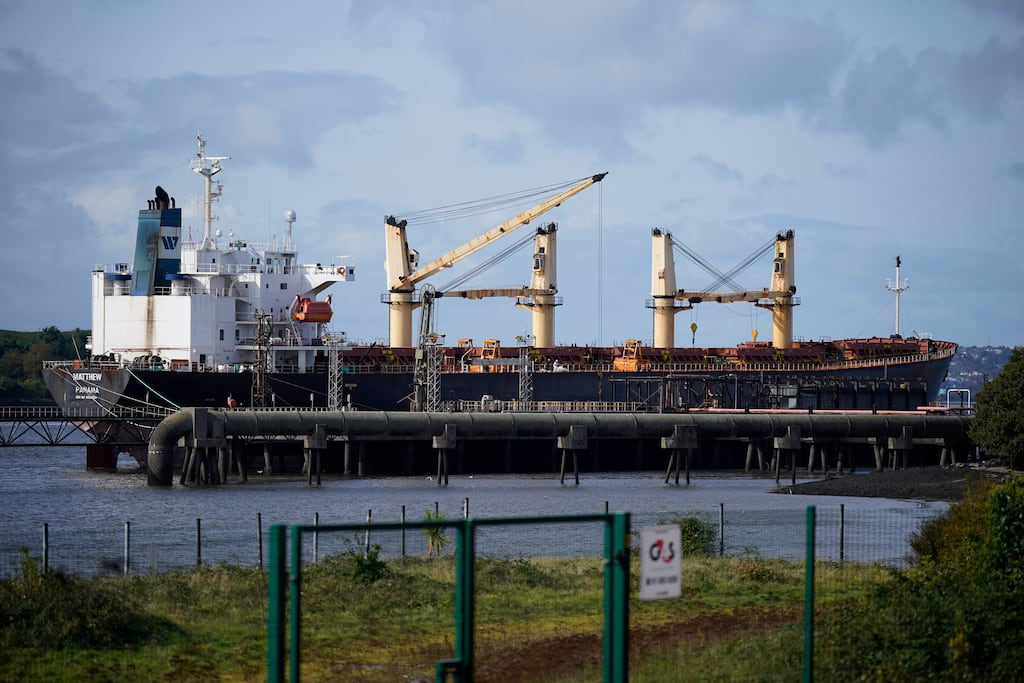 A general view of the MV Matthew cargo ship at Marino Port in Co Cork after it was seized by Irish authorities. Photograph: Niall Carson/PA Wire