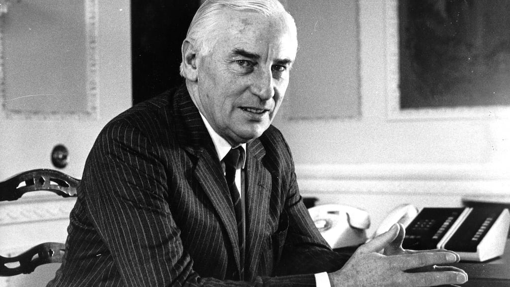 Peter Barry in his office at Iveagh House during his time as minister for foreign affairs in 1985. Photograph: Jack McManus