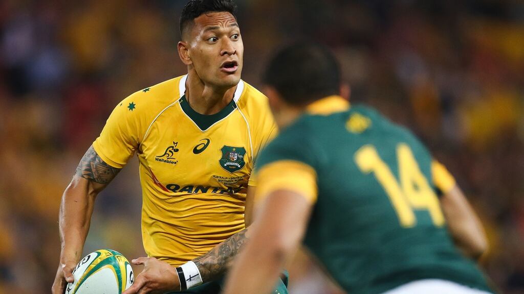 Rugby player Israel Folau said gay people were destined to go to hell. Photograph: Getty Images