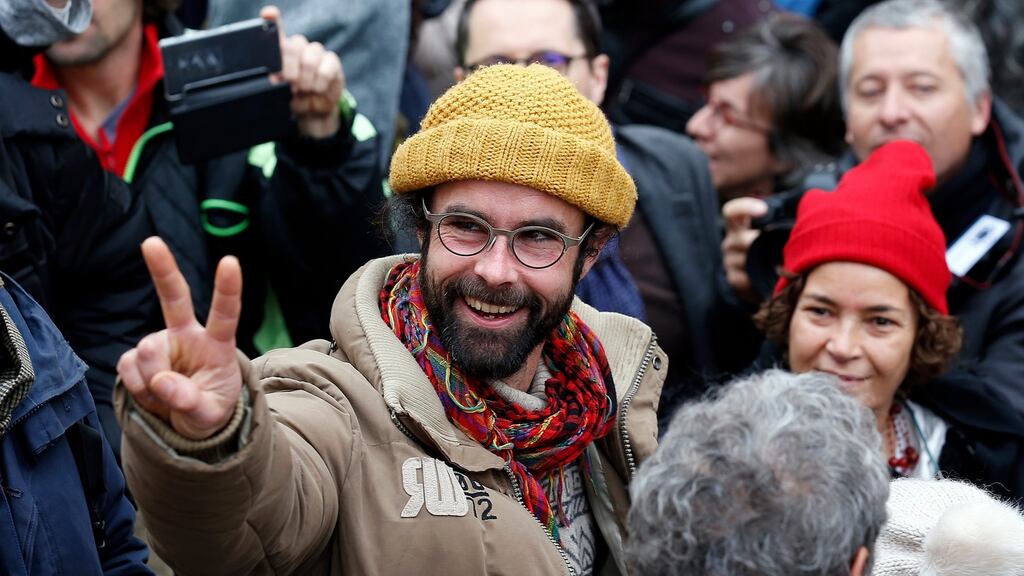 Cédric Herrou after his trial for illegally assisting migrants, in Nice, France: “The five-year-old kid who is repeatedly sent back across the border and who’s afraid of the police; what will happen to him 20 years from now? Poverty creates terrorism.” Photograph: Sebastien Nogier/EPA