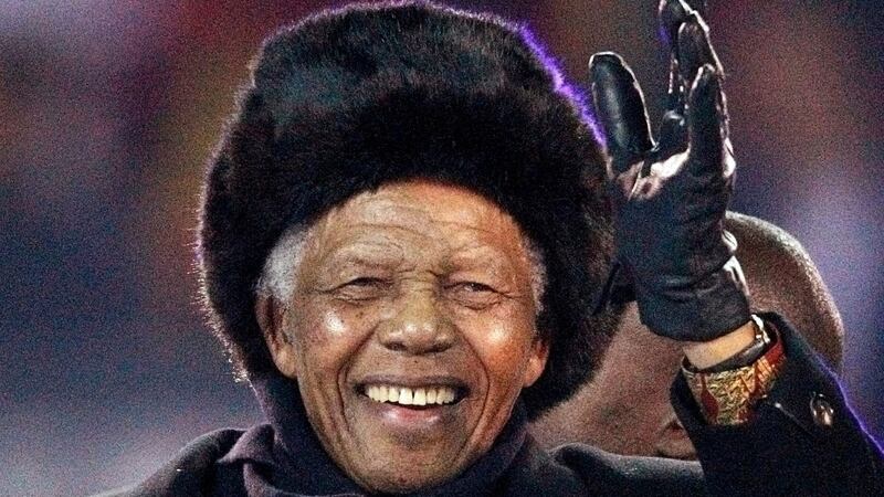 Former South African President Nelson Mandela waves to the crowd at Soccer City stadium during the closing ceremony for the 2010 World Cup in Johannesburg. Photograph: Michael Kooren/Files/Reuters.