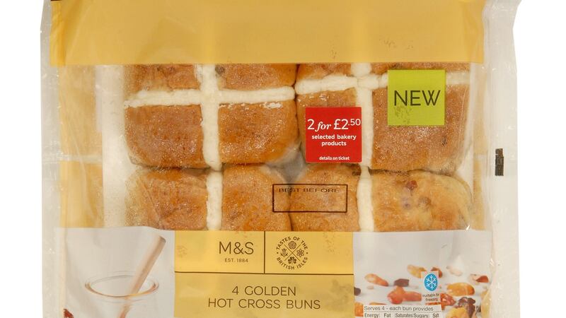 Golden hot cross buns from M&S.