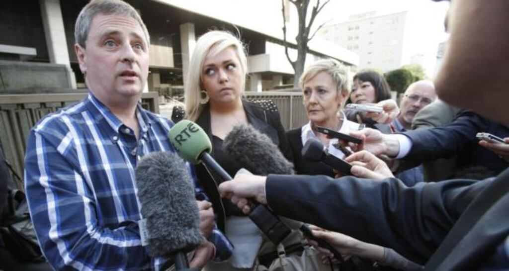 Andrew Furlong with his wife Angela and their daughter Andrea speaking to reporters outside Tokyo district court last year. The father of murdered teenager Nicola Furlong said he was outraged by comments made by Paddy Power himself that the company was justified in running a bet on the outcome of the Oscar Pistorius trial  because of the worldwide interest in the case.