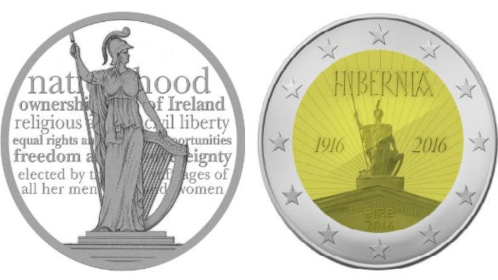 Designs of Emmet Mullins and Michael Guilfoyle’s €2 commemorative coins