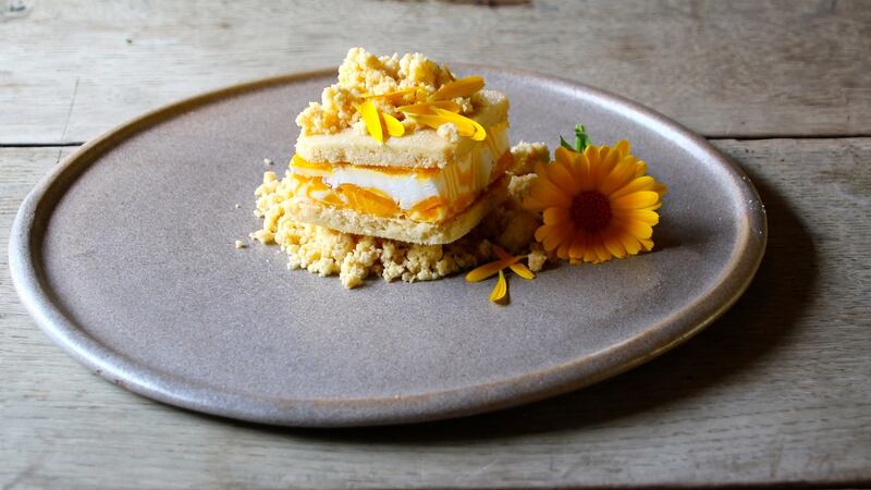 Peach ripple ice cream sandwich