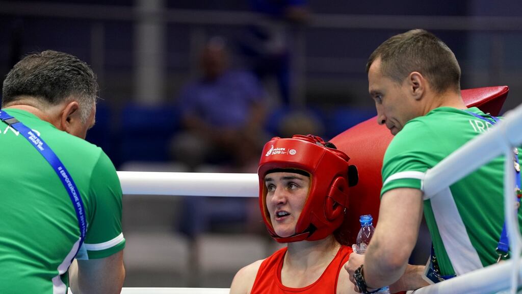 Ireland’s Kellie Harrington was forced to withdraw from her women’s lightweight final in Minsk. Photo: Soenar Chamid/Inpho