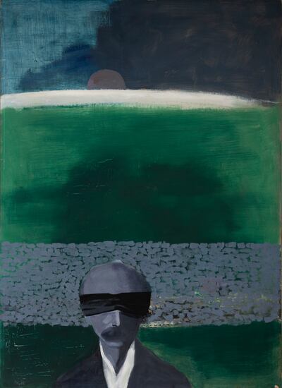 O’Neill’s painting, May 1916 (Thomas Clarke) a large work which depicts Tom Clarke, blindfolded before a stone wall awaiting his execution (€3,000-€5,000). Photograph: Adam's Auctioneers