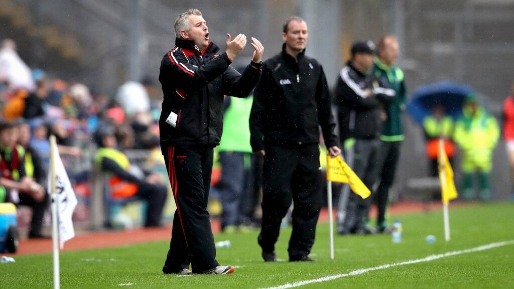Stephen Rochford: the Mayo manager has been subjected to a barrage of criticism for putting O’Shea on Donaghy. But Kerry’s full-forward line were restricted to just  0-5 from play. Photograph: Ryan Byrne/Inpho