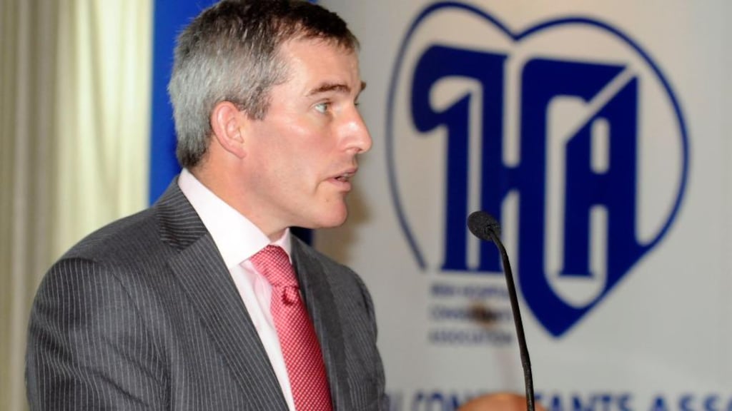 Dr Denis Evoy, president of IHCA , addressing the association’s annual conference in Maynooth on Saturday. Photograph: Dave Meehan