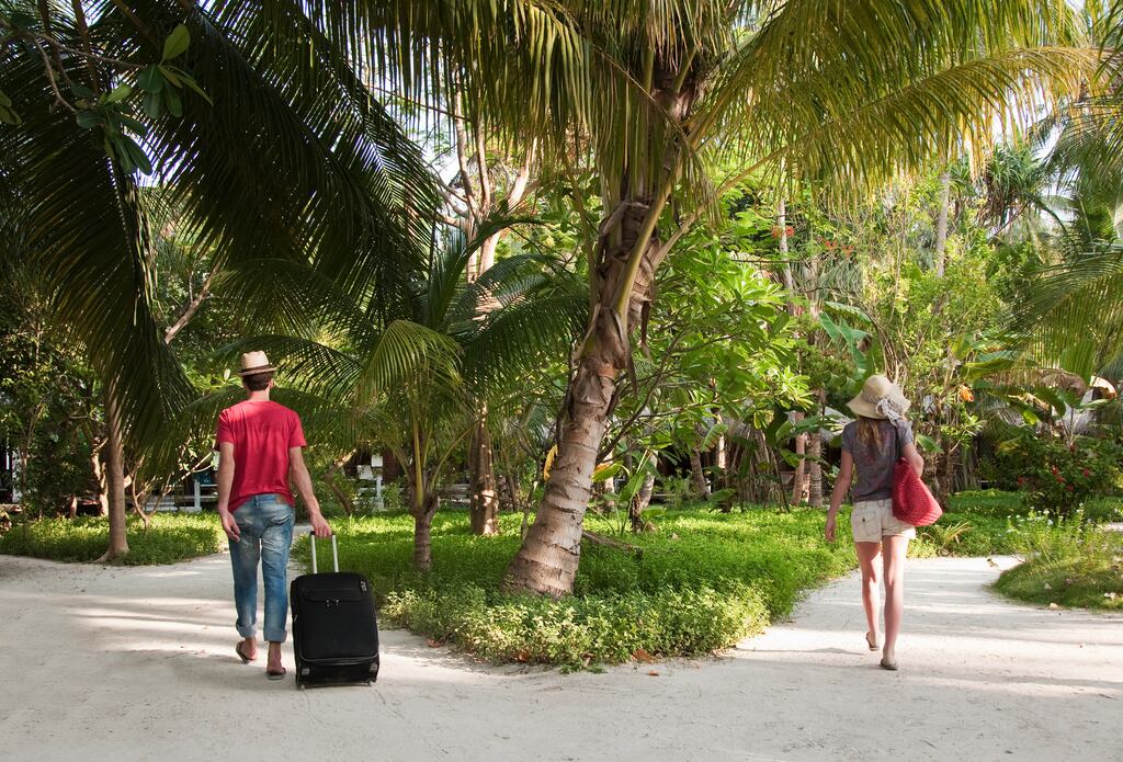 Couple parting at fork in the road