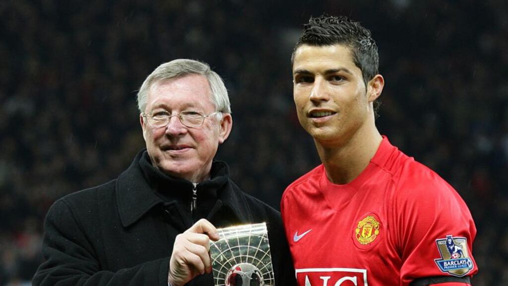 Cristiano Ronaldo with former manager Alex Ferguson at Manchester United. The Real Madrid striker has admitted he misses United but it is not yet clear how Ferguson’s departure will affect his view.