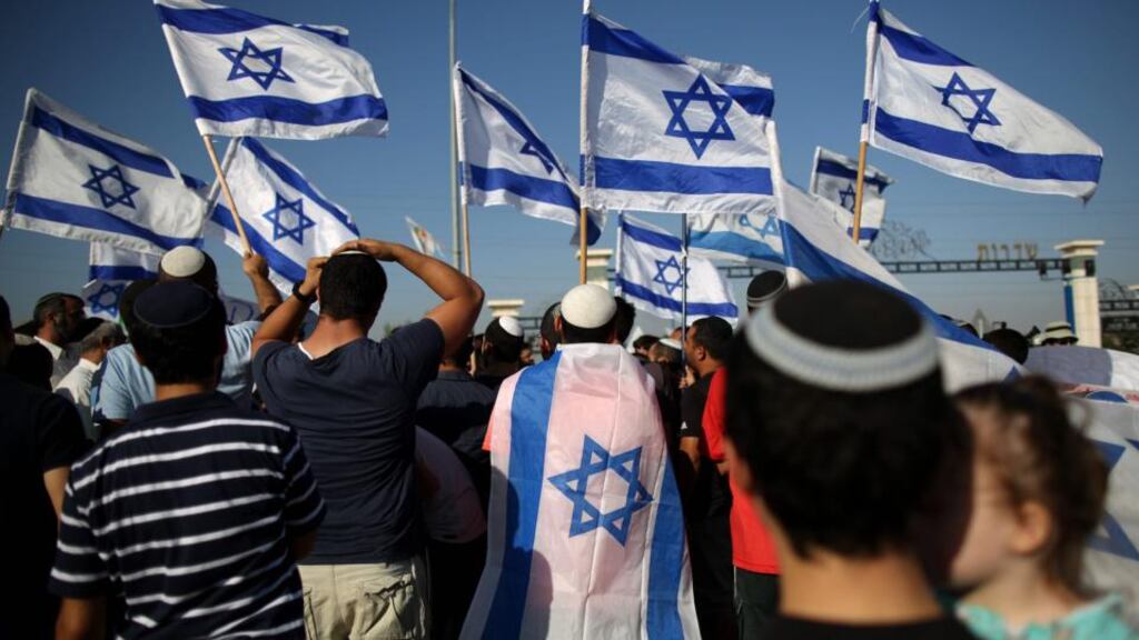 Vile killings: a demonstration demanding military action against Hamas, which Benjamin Netanyahu has blamed – without producing evidence – for the murder of three Israeli teens. Photograph:Epa/Abir Sultan