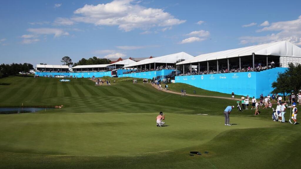 Sweden’s  Peter Hanson  putts  on  the 18th green during the opening round  of the HP Byron Nelson Championship at the TPC Four Seasons Resort  in Irving, Texas. Photograph: Tom Pennington/Getty Images