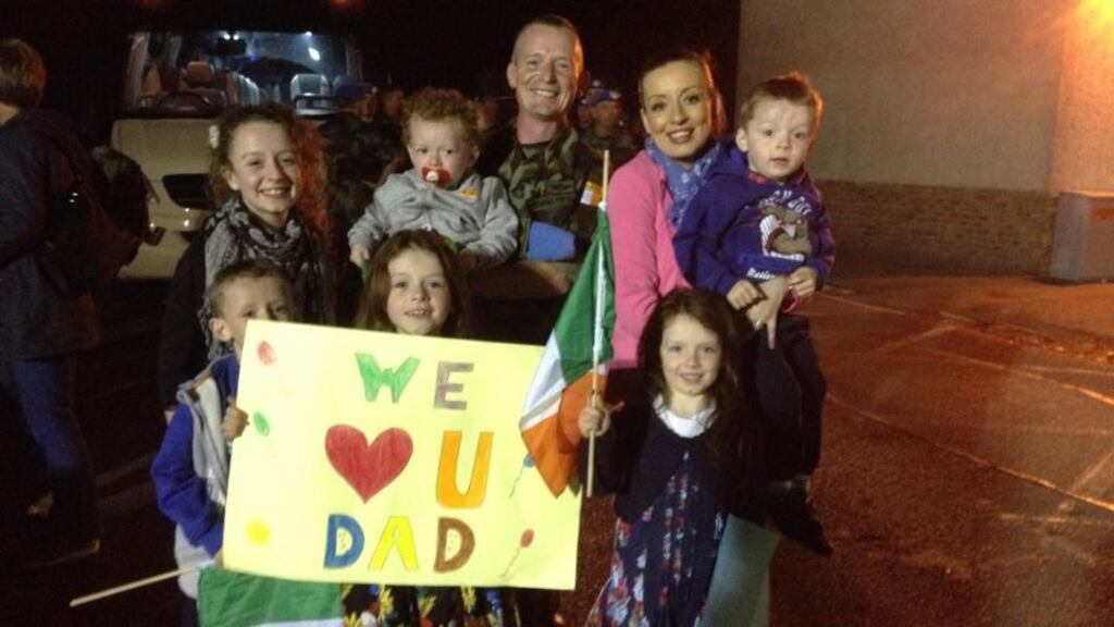 Company Sergeant Liam Dunne, wife Marguerite and children Erika, Shauna, Aaron, Alena, Liam and Luke