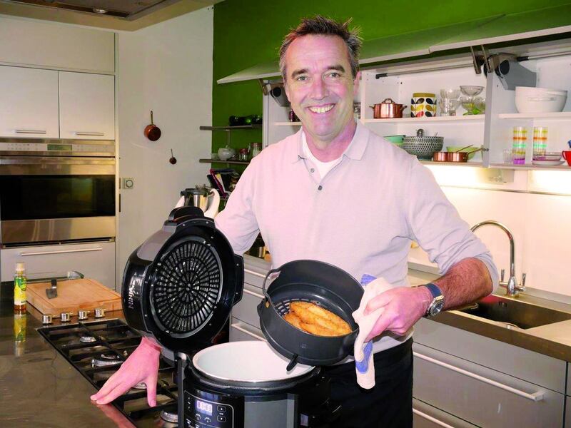 Chef Kevin Dundon makes chicken tenders in an air fryer at his Dunbrody Cookery School
