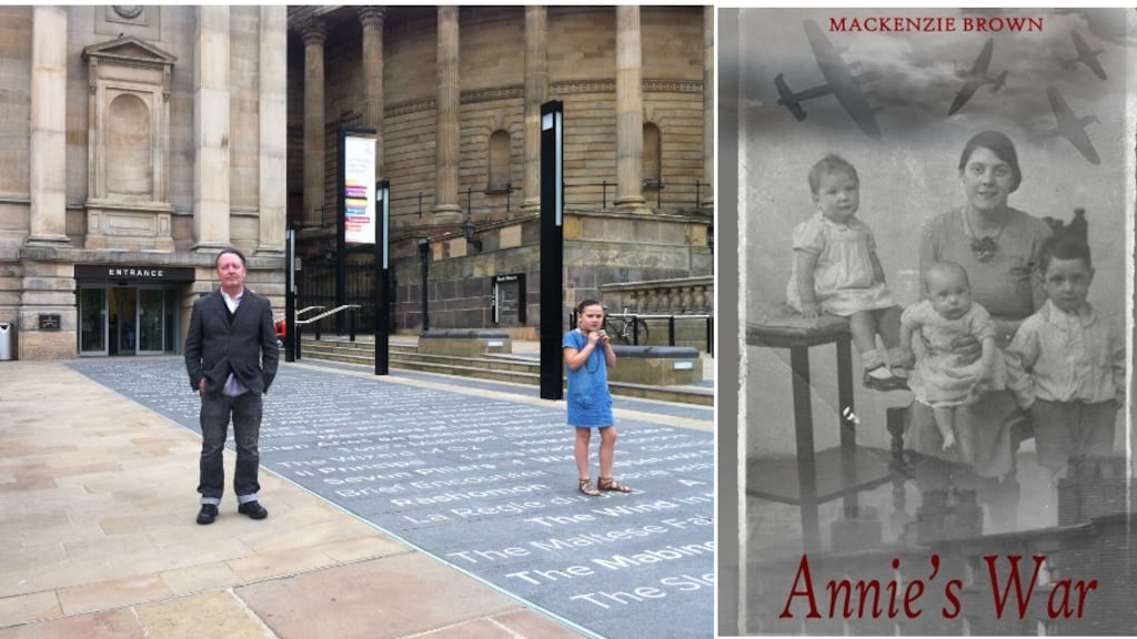 David Moffitt, who writes as Mackenzie Brown, at Liverpool Central Library where he carried out much of the research for his book, Annie’s War: ‘there is nothing like the thrill of seeing your work in print’