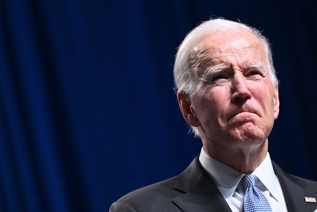 US president Joe Biden speaking at a reception for the Pennsylvania Democratic Party in Philadelphia. Photograph: Mandel Ngan/Getty Images