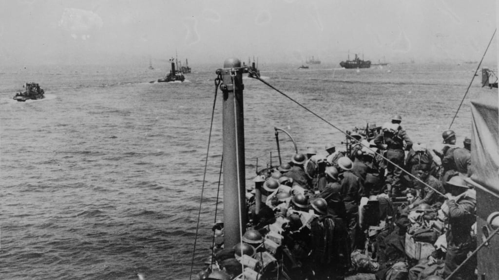 Ships carrying members of the BEF leaving Dunkirk during the evacuation of British troops. (Photo by Keystone/Getty Images)
