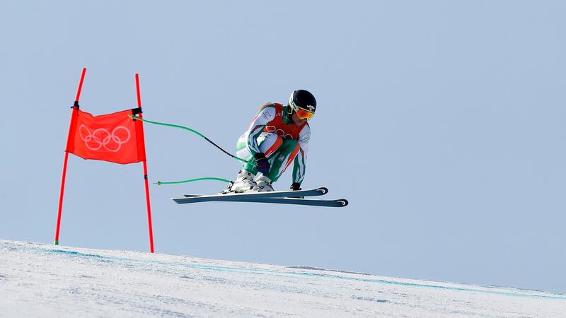 Patrick McMillan in action during the Men’s Downhill in Pyeongchang. Photograph: Guillaume Horcajuelo/EPA
