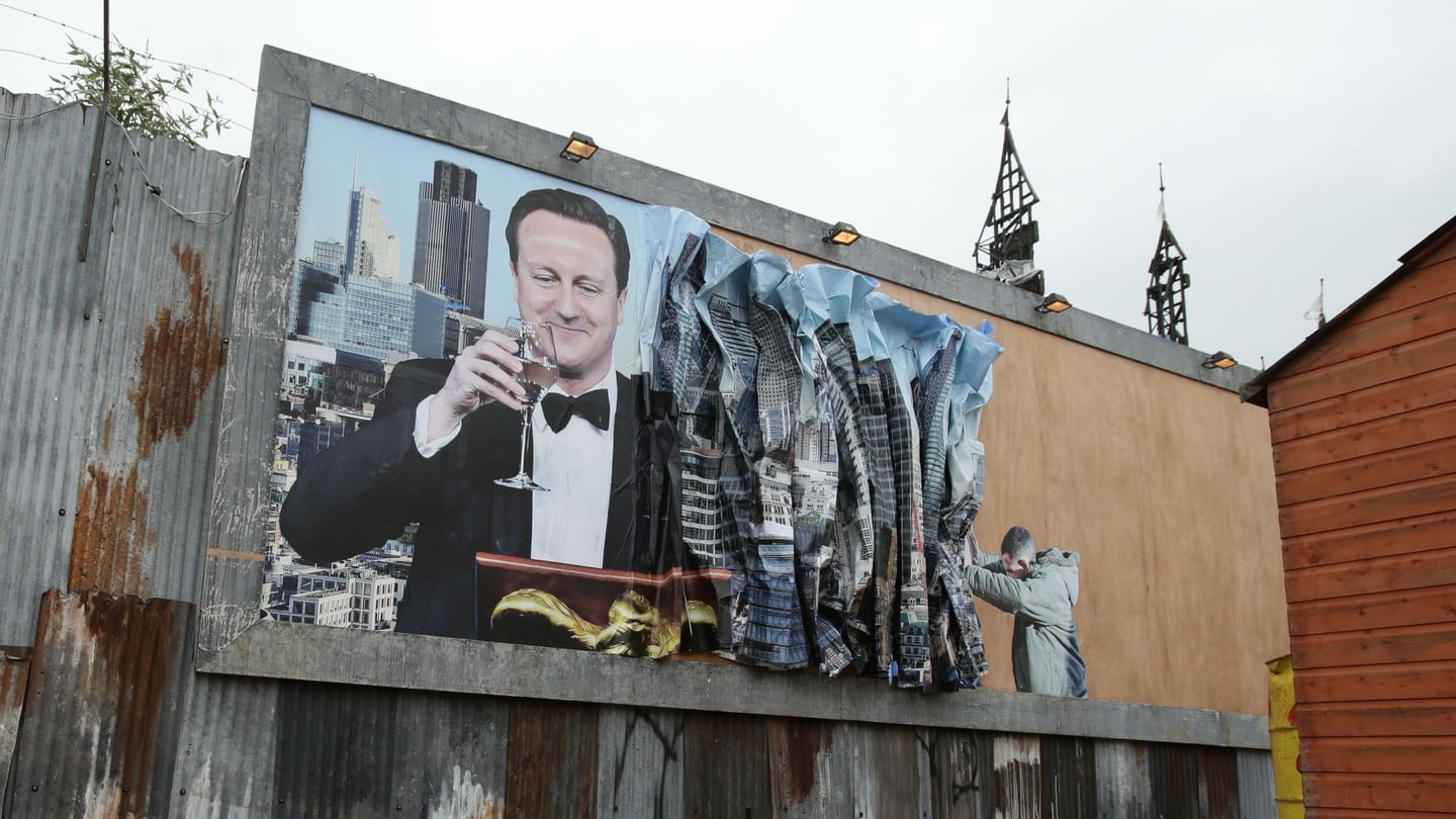 An artwork by Peter Kennard and Cat Phillips on display at Dismaland. Photograph: Yui Mok/PA Wire