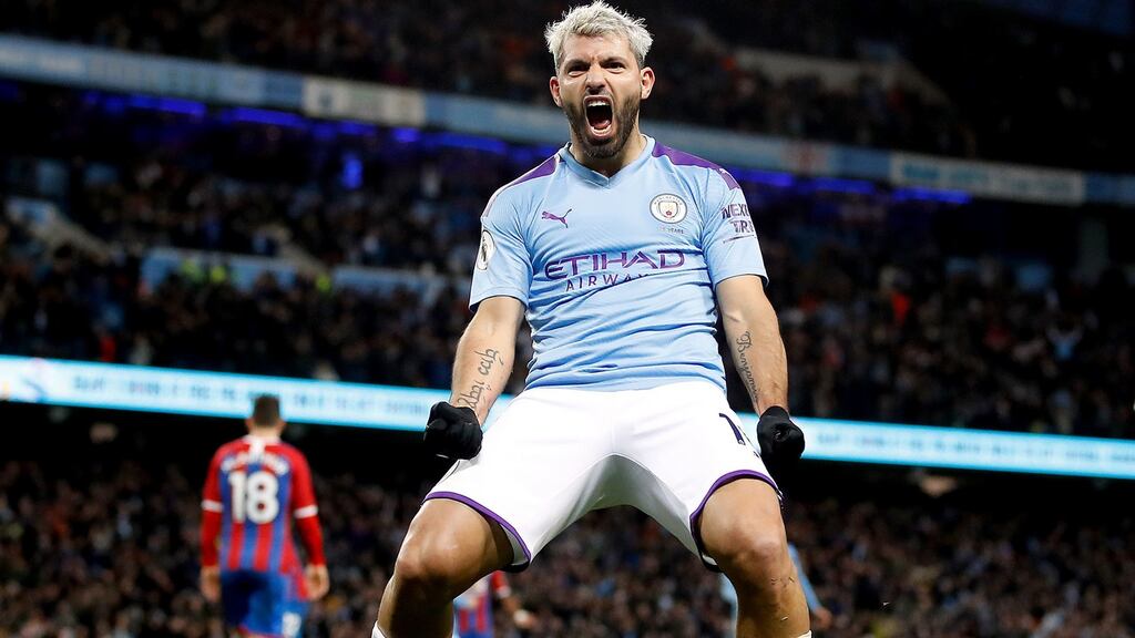Manchester City’s record goalscorer Sergio Agüero will leave the club when his contract expires in the summer. Photograph: Martin Rickett/PA Wire.
