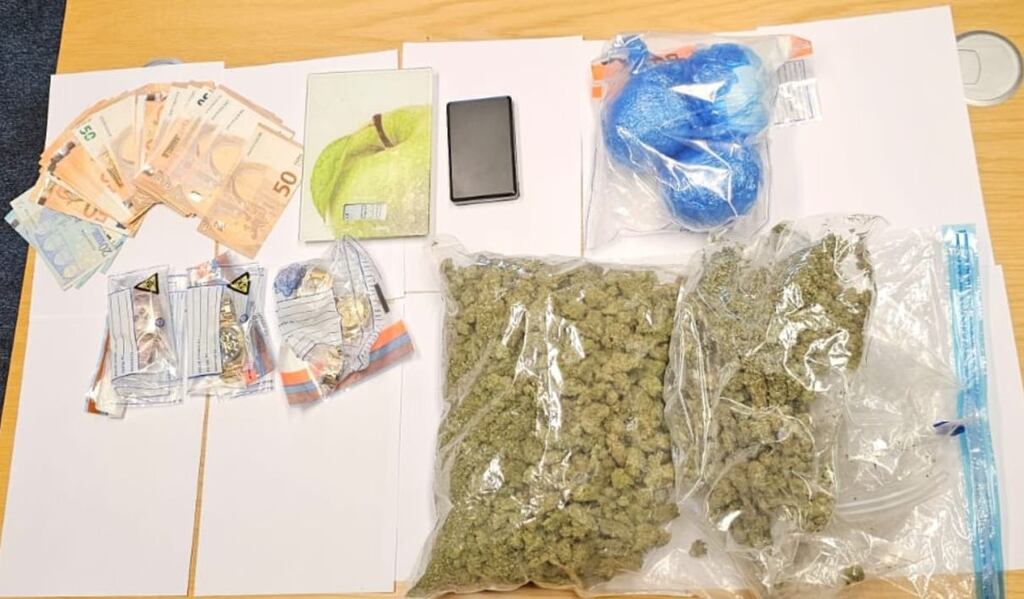 Officers also confiscated €2,260 in cash, four luxury watches and a number of electronic devices. Photograph: Garda press office