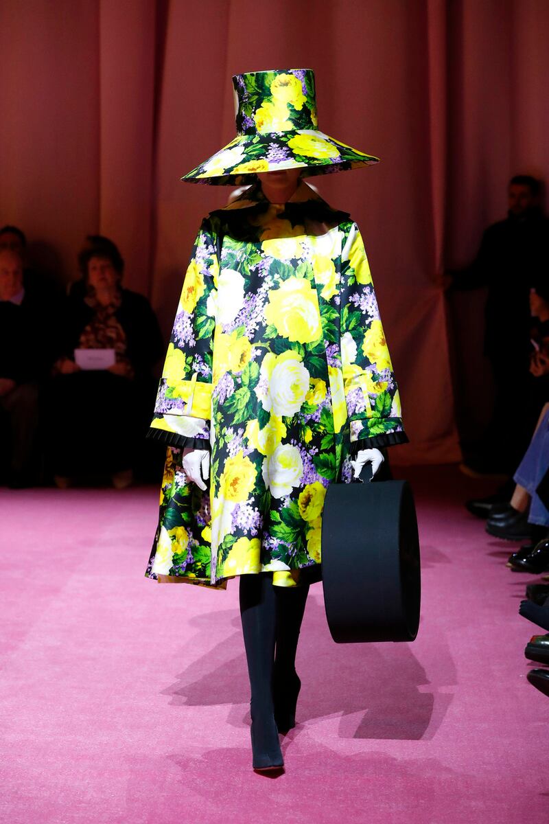 A model walks the runway at the Richard Quinn show during London Fashion Week. Photograph: Estrop/Wireimage