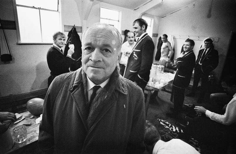 Danie 'Doc' Craven with players in the dressing room in December 1969. Photograph: David Cairns/Daily Express/Hulton Archive/Getty Images