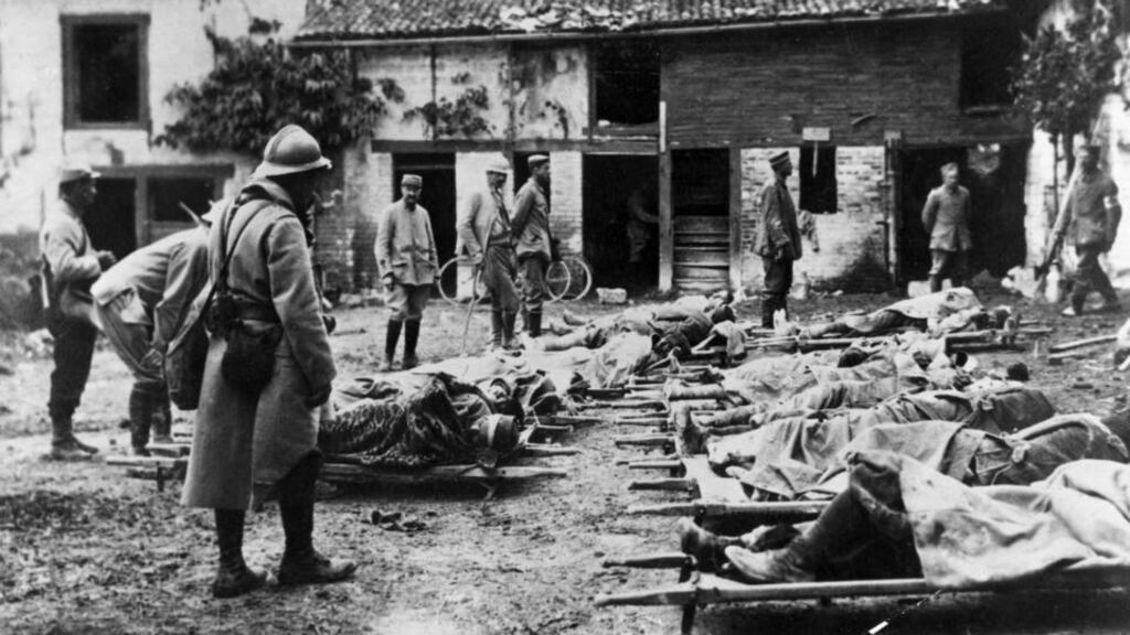 Wounded troops during the Battle of Loos in France. Photograph: Hulton Archive/Getty Images