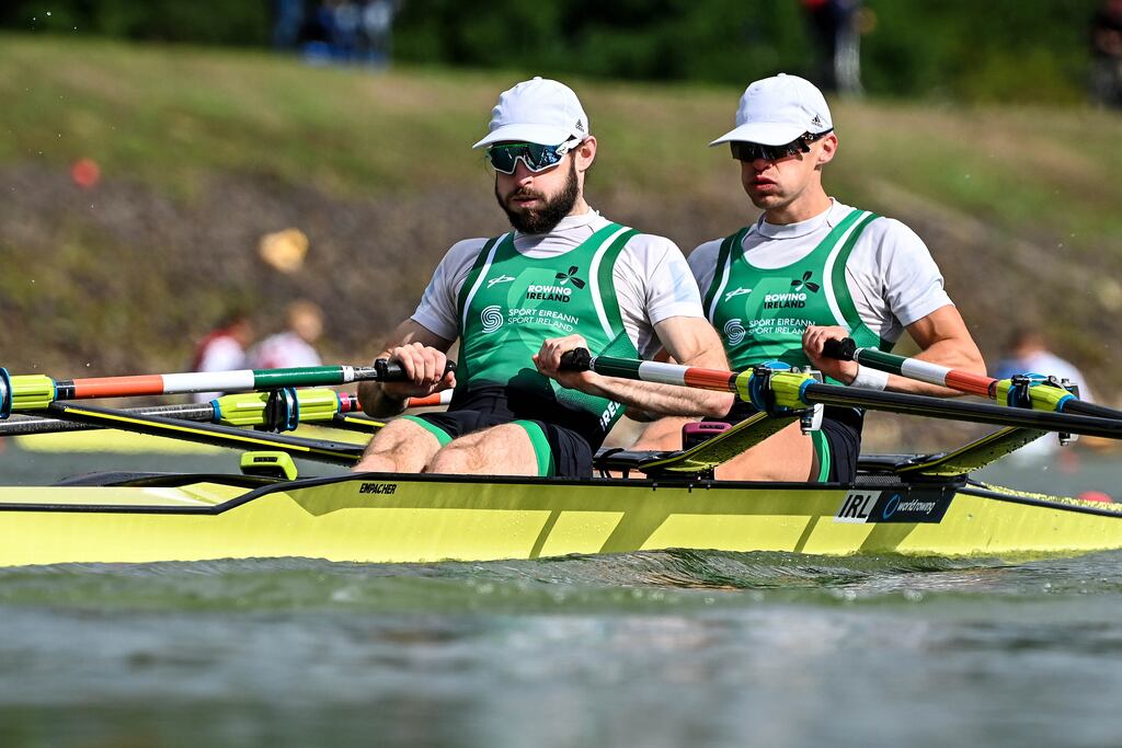 Paul O'Donovan and Fintan McCarthy are into Thursday's semi-finals at the World Rowing Championships in Račice, Czech Republic. Photograph: Detlev Seyb/Inpho