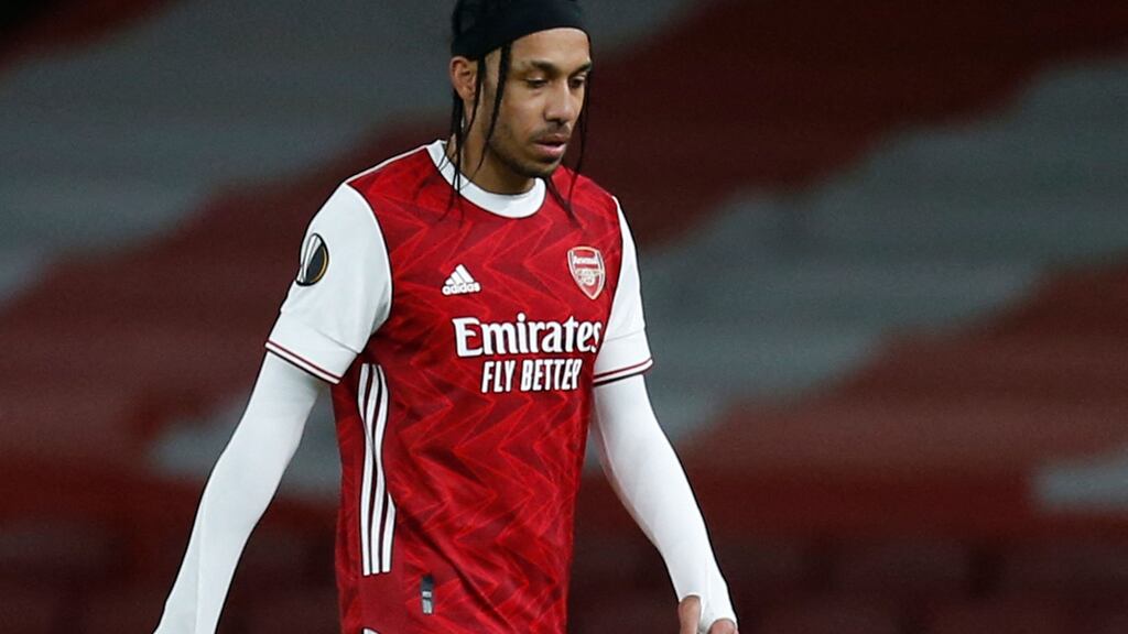 Pierre-Emerick Aubameyang played one match for Gabon as they booked their place in the Africa Cup of Nations finals. Photograph: Ian Kington/AFP via Getty