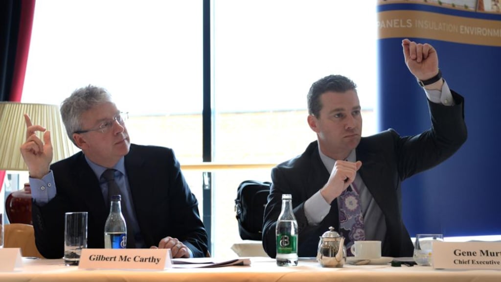 Gilbert McCarthy (left), Kingspan managing director, and chief executive Gene Murtagh. Photograph: Brenda Fitzsimons
